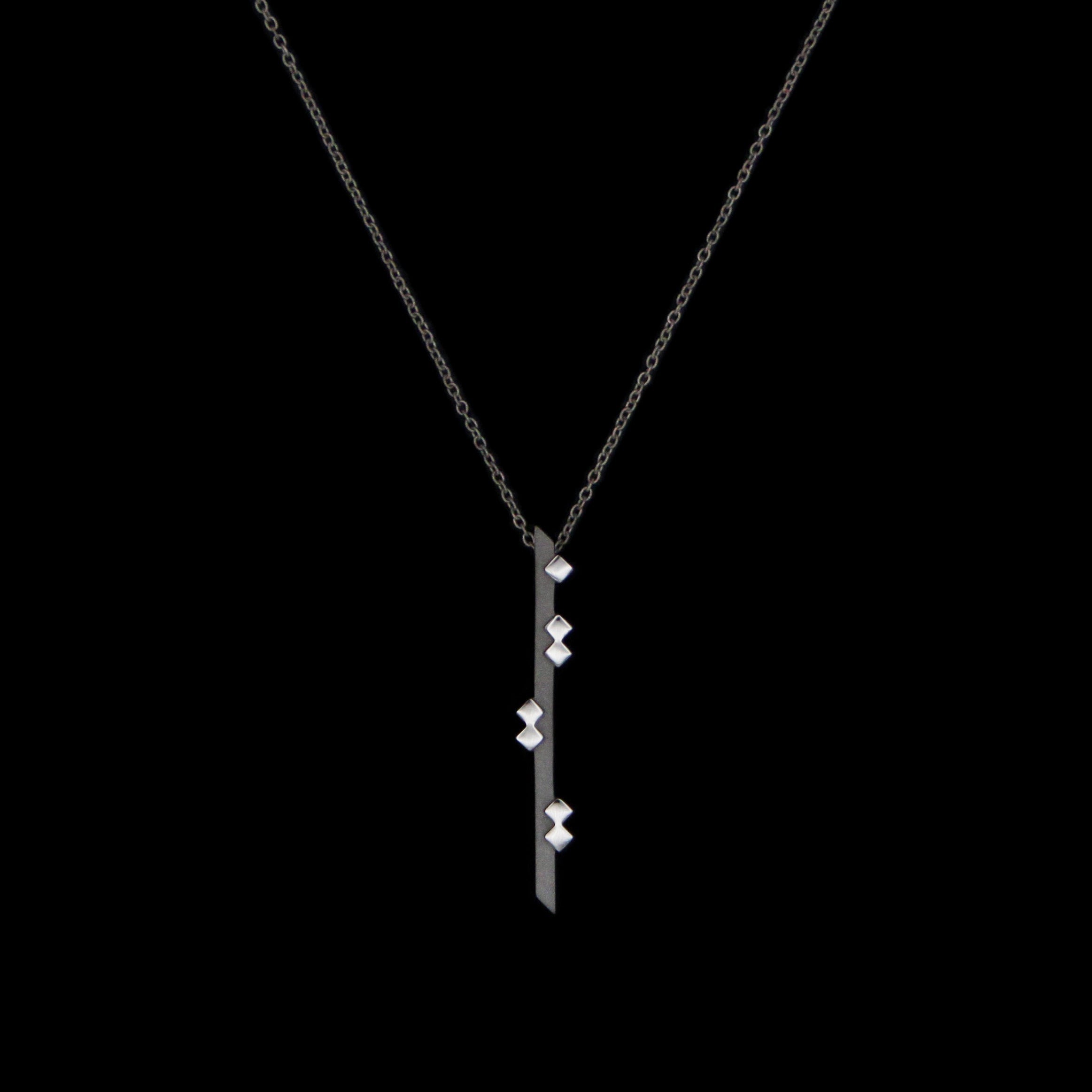 ël_My home vertical necklace in sand-blasted silver