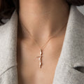 ël_My life / My love vertical necklace in sand-blasted pink gold